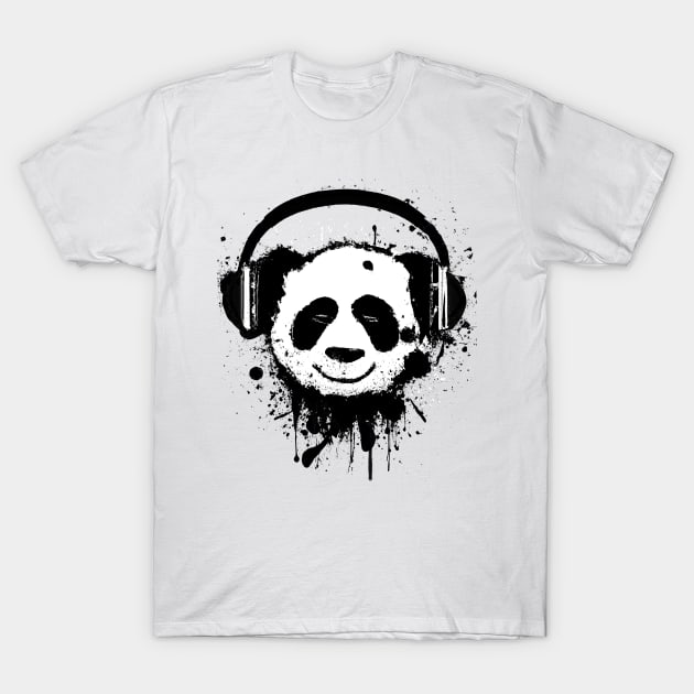 Panda Bear Wearing Headphones T-Shirt by Mister Graphics